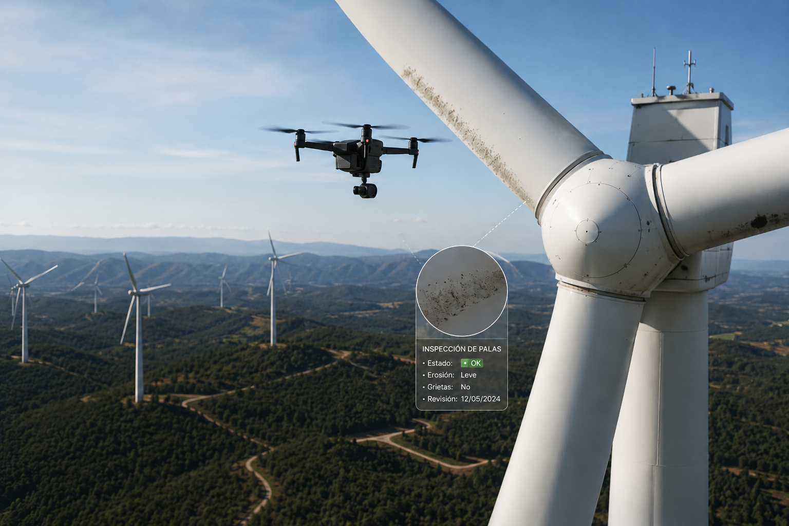 Inspección de aerogenerador con drone industrial — Altatec Drones